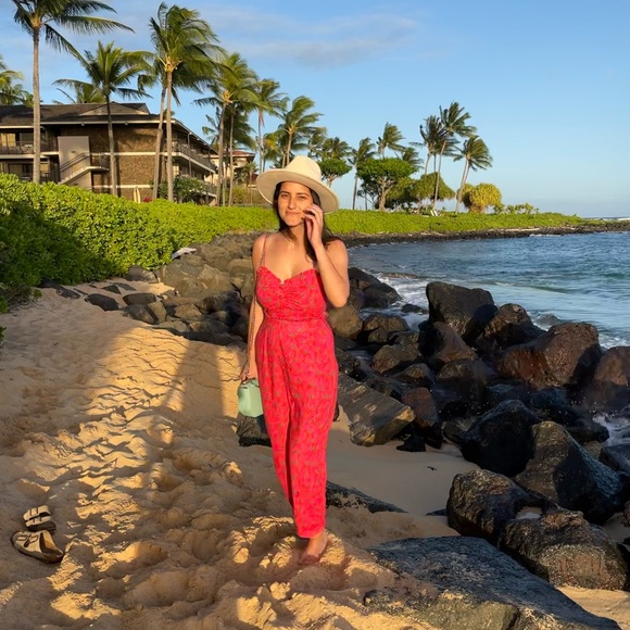 FARMRIO Pink Chilli Pepper Jumpsuit, Size Small - Picture 5 of 7